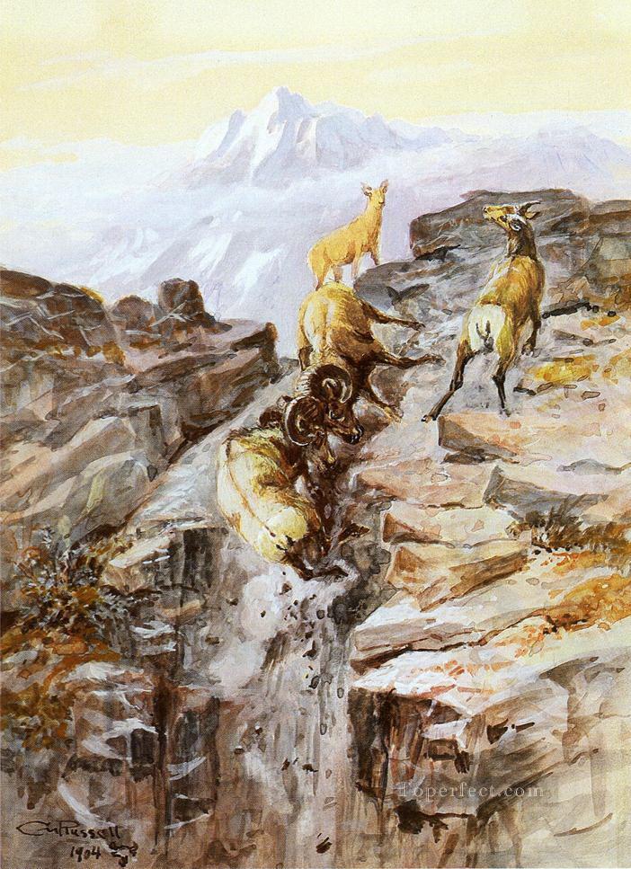 Oveja de cuernos grandes 1904 Charles Marion Russell Vaquero de Indiana Pintura al óleo
